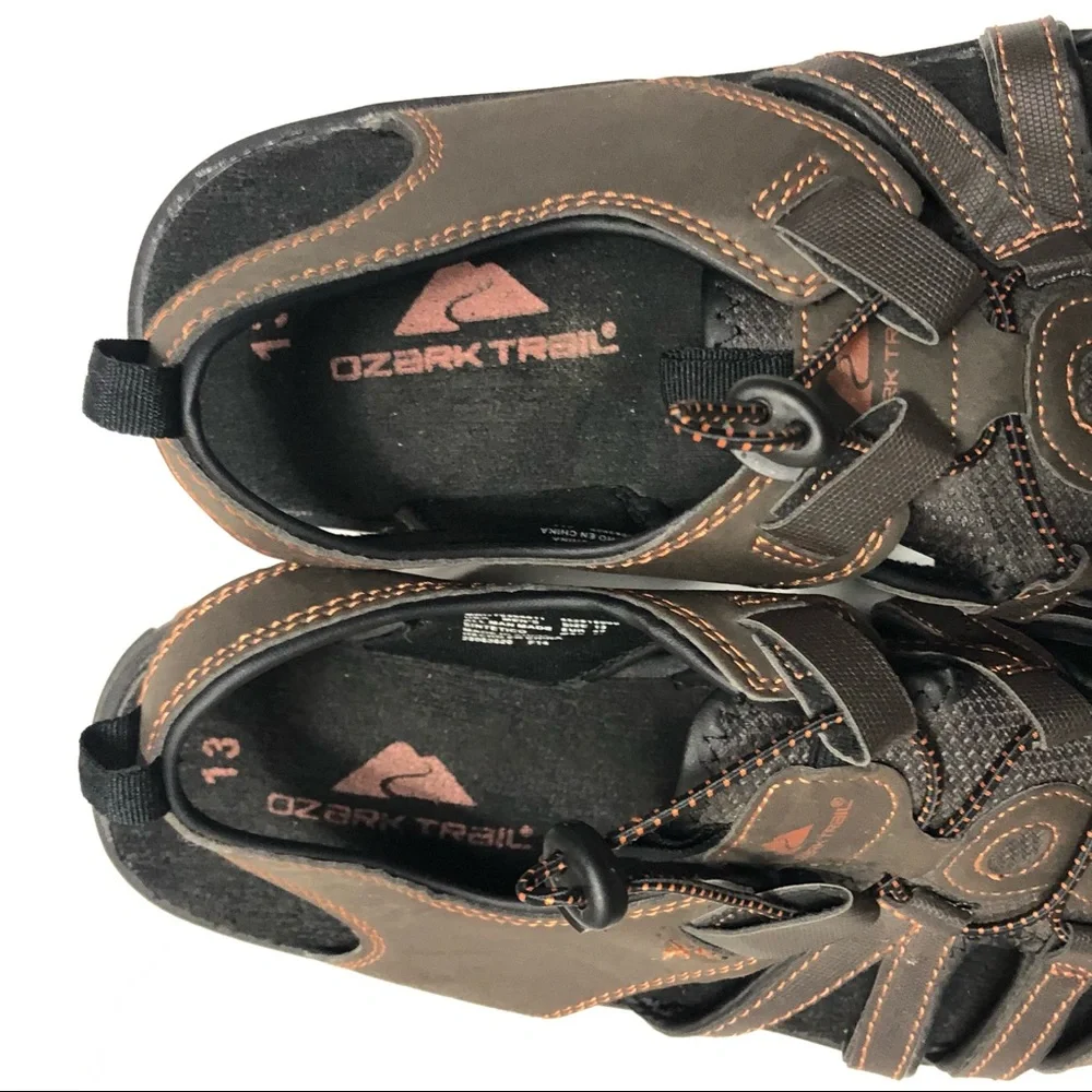 - Ozark Trail Fisherman Sandals closed toe  Men's rubber tip size 13